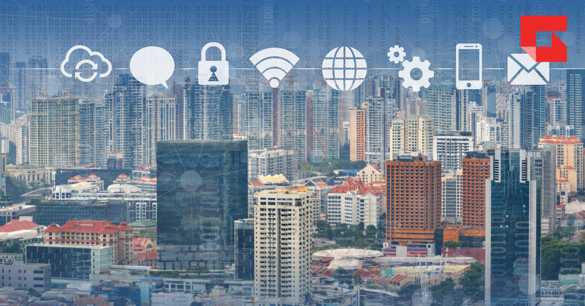 city with internet of things icons