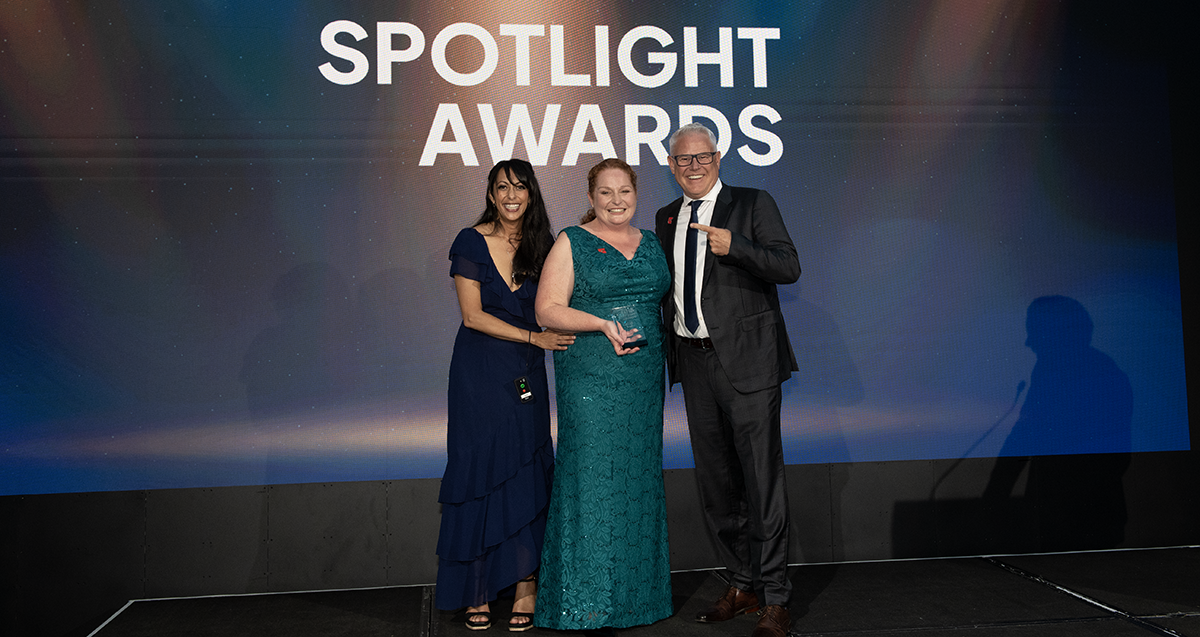 Bec Paior accepts the GTIA Spotlight Award