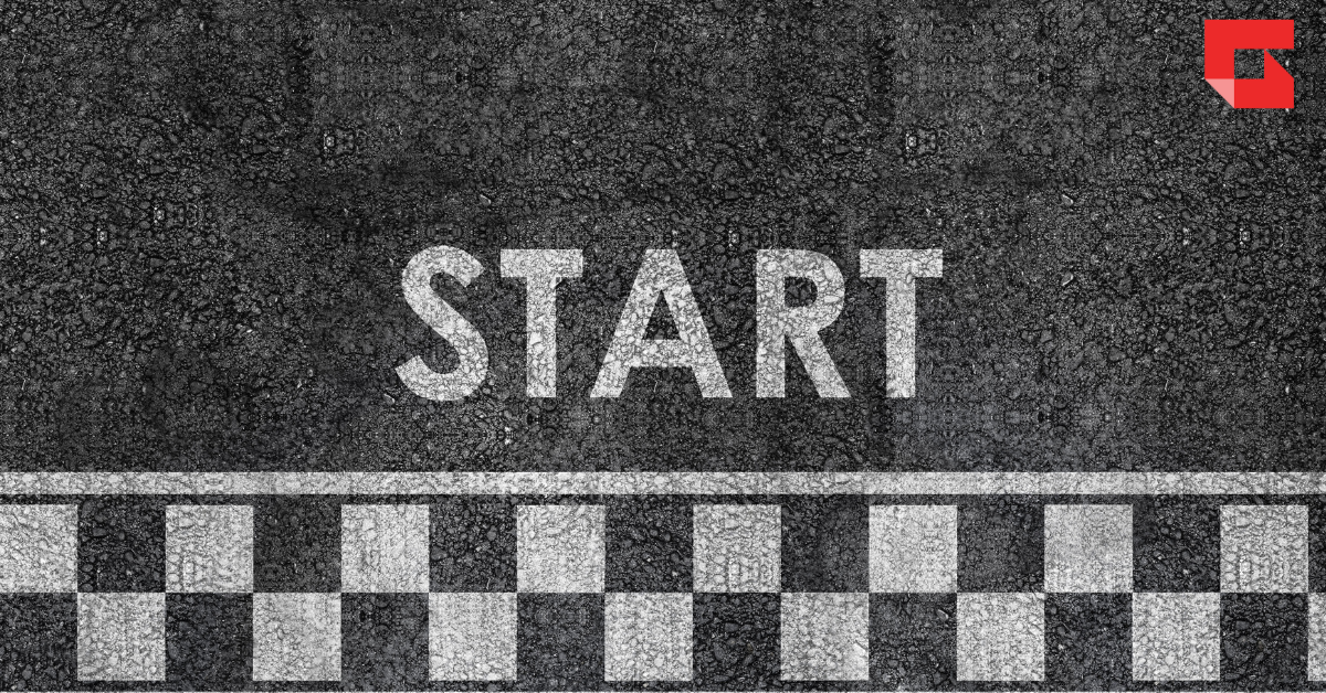 Starting line on the road