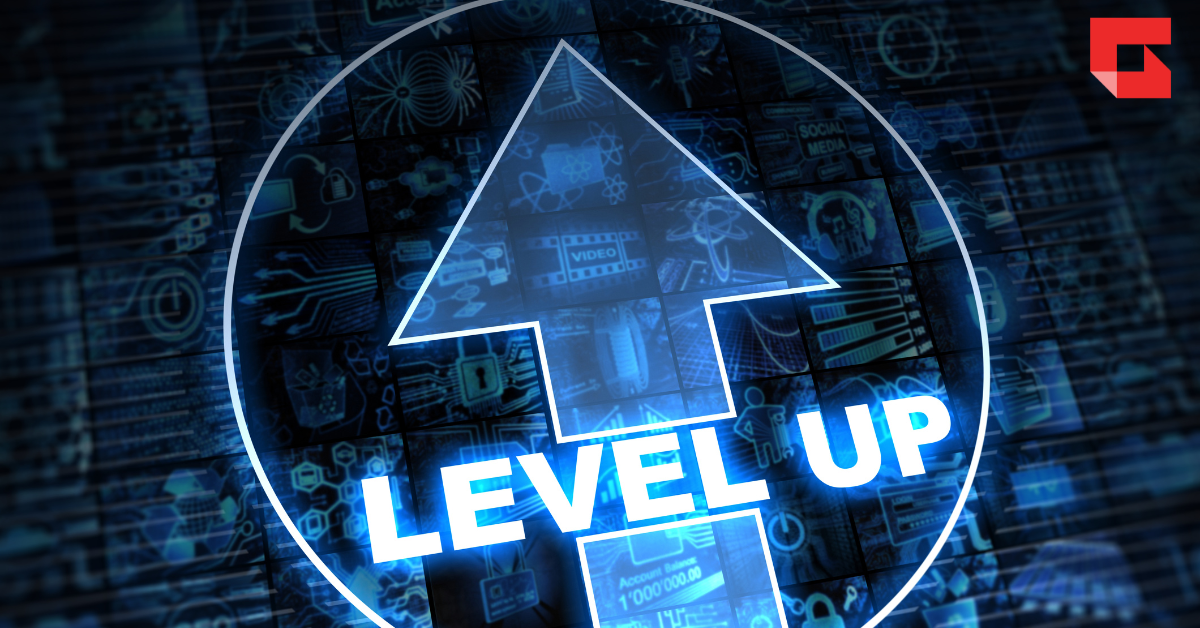 Image of an arrow with the text level up