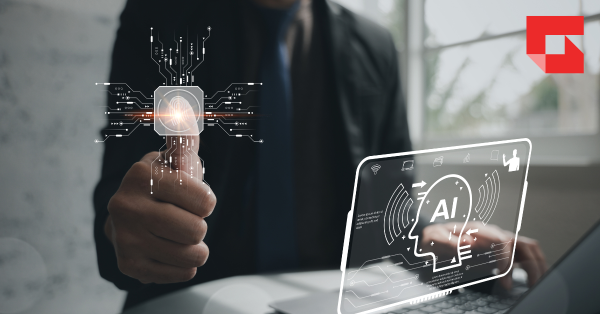 AI illustrated on a clear glass screen