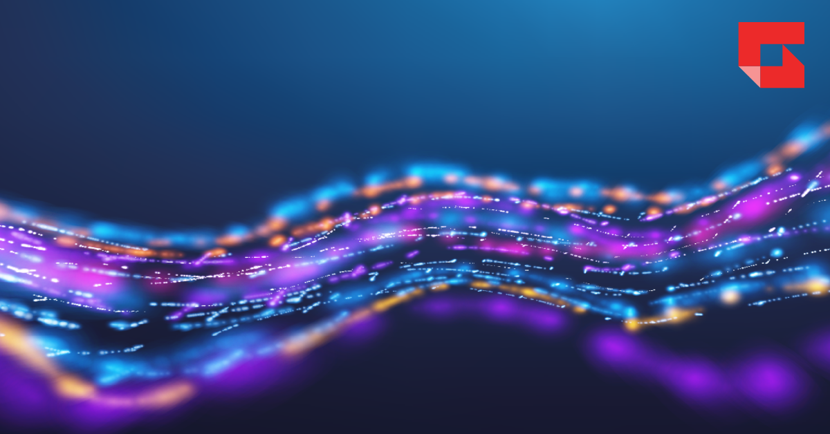 graphic of data flowing in the shape of a sword