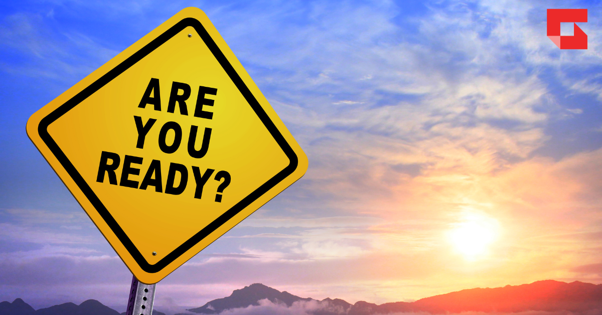 Street sign with text: Are you ready?