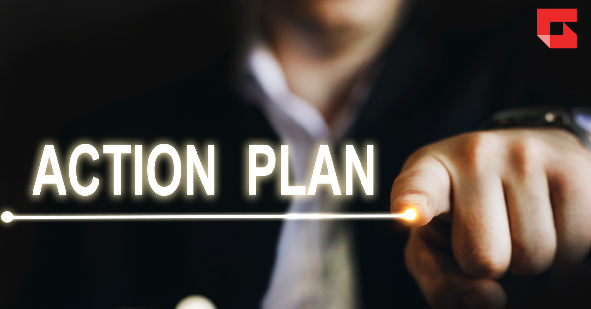 The words Action Plan on a screen