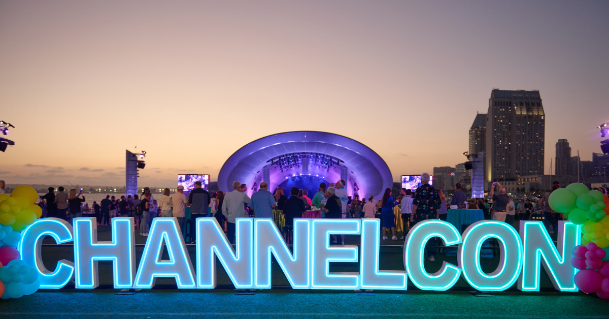 ChannelCon sign at Rady Shell in San Diego