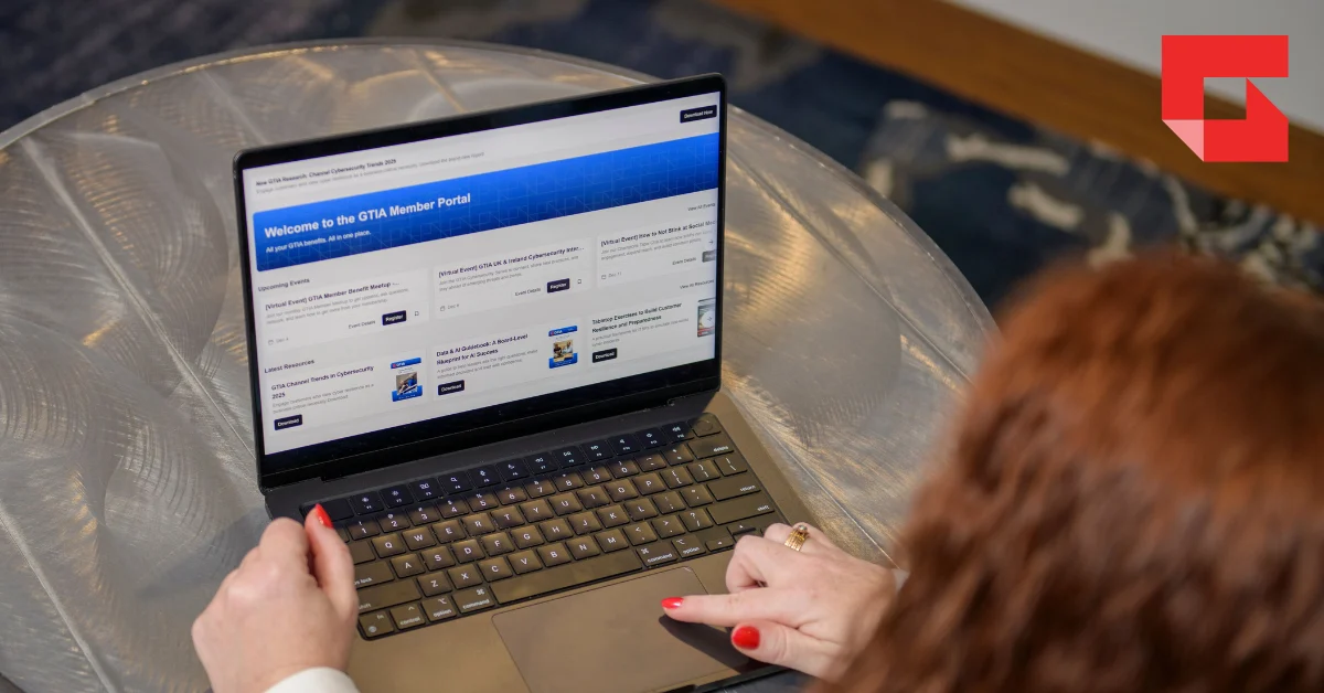 Laptop showing the GTIA Member Portal