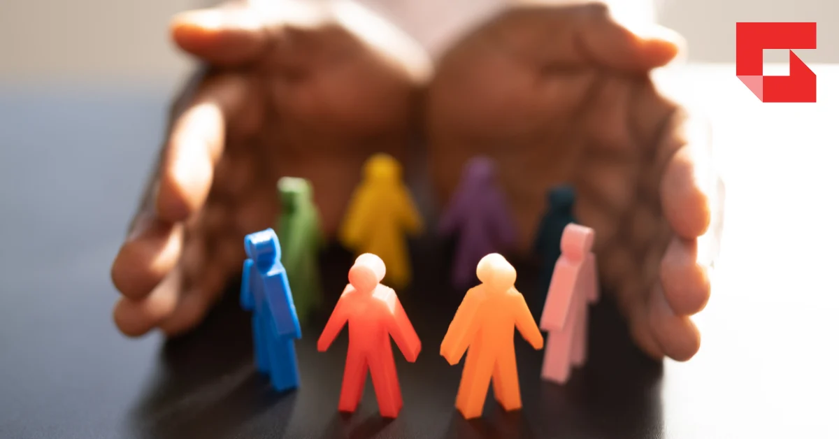 graphic of miniature people in a circle