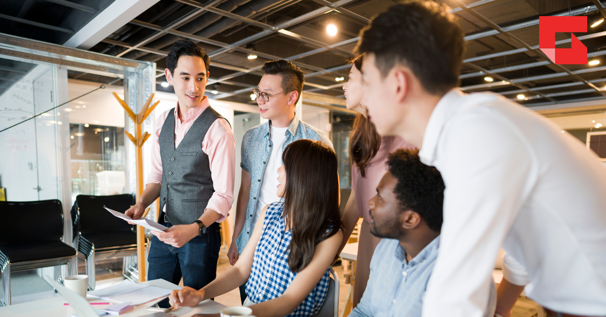 Group of professionals working together
