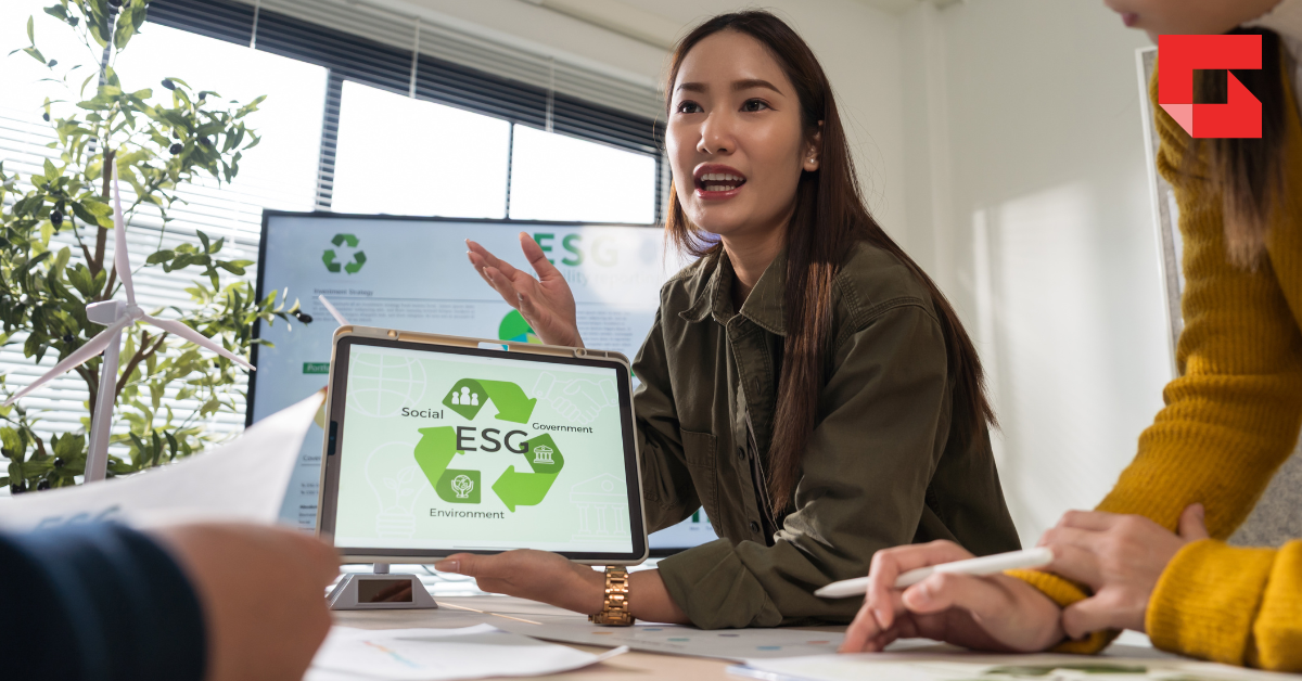 Tech workers discussing green initiatives