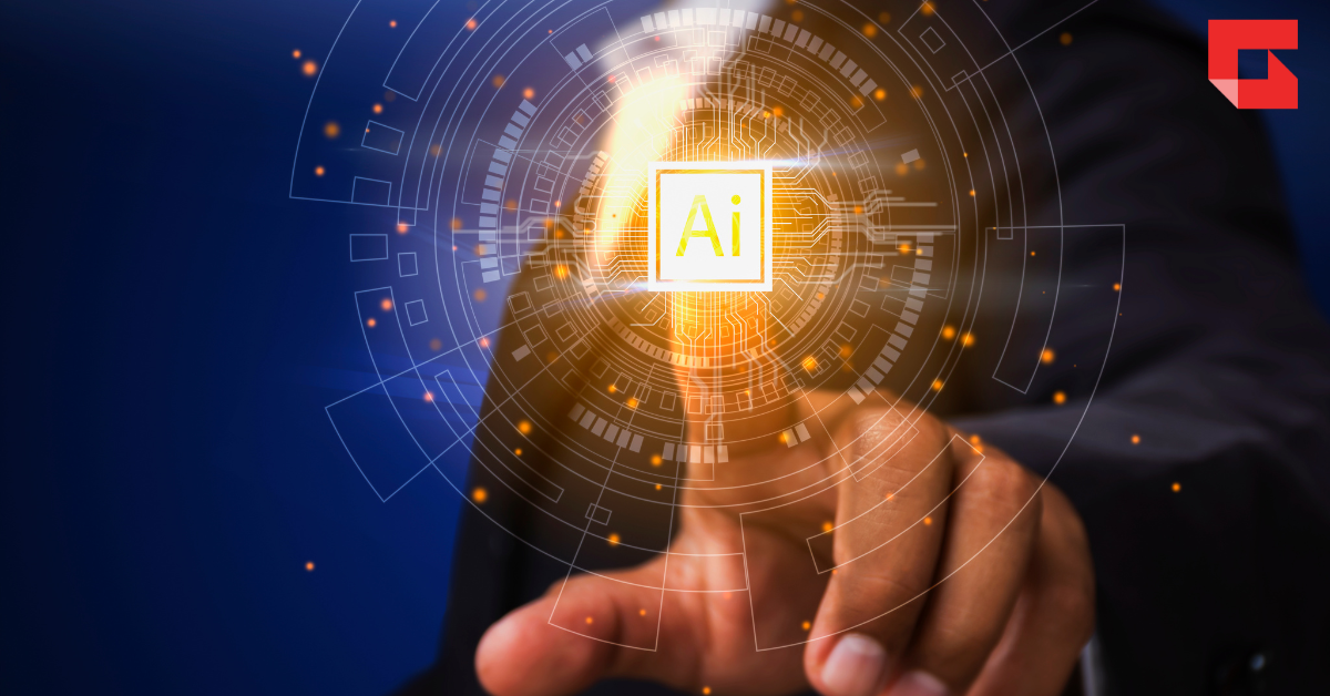 Finger touching an AI icon on a screen