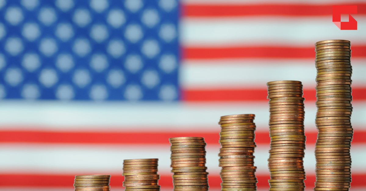 US flag with coins