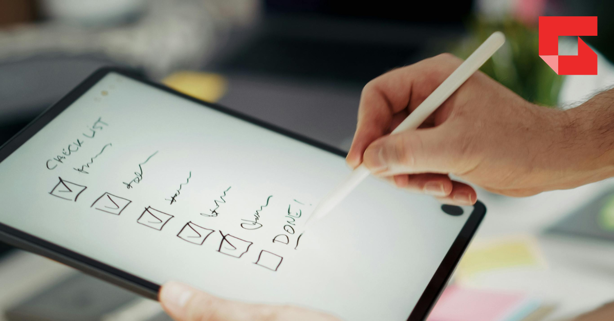 checklist on a tablet device